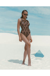 Classic Full Front Cover Lace Teddy with Back Strap Details