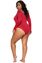 LI280 Roma Confidential Wholesale Plus Size Lingerie Red Cozy Long Sleeved Bodysuit