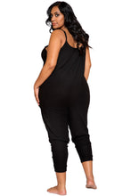 LI294 Roma Confidential Wholesale Lingerie Black Plus Size Cozy & Comfy Pajama Jumpsuit with Pocket Details