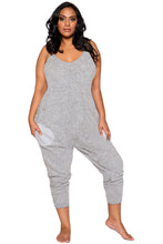 LI294 Roma Confidential Wholesale Lingerie Grey Plus Size Cozy & Comfy Pajama Jumpsuit with Pocket Details