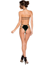 LI266 Roma Confidential Wholesale Lingerie Green and Black Strappy High waisted Short Set