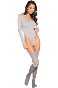 LI280 Roma Confidential Wholesale Lingerie Grey Cozy Long Sleeved Bodysuit